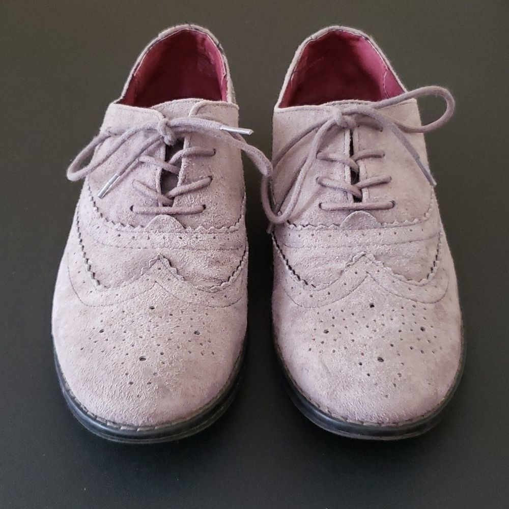 CYNTHIA ROWLEY Suede Wingtip Oxford Gray Size 7.5 - Picture 3 of 7